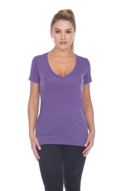 3203 Junior's Tri Blend Short Sleeve Deep V-Neck Tee