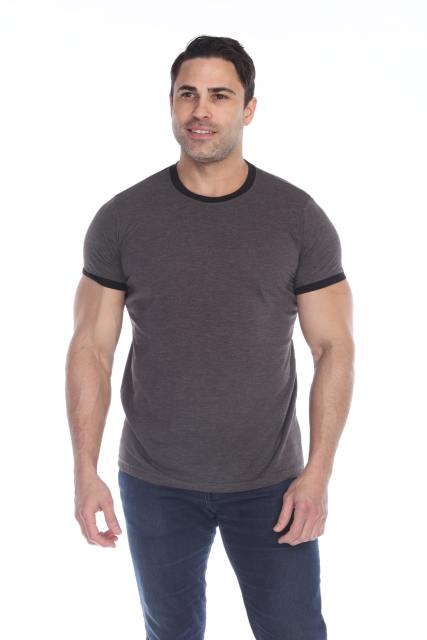 3602 Men's Short Sleeve CVC Blended Crew Neck Ringer Tee