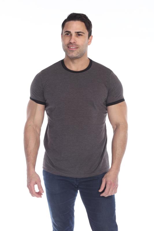 3602 Men's Short Sleeve CVC Blended Crew Neck Ringer Tee