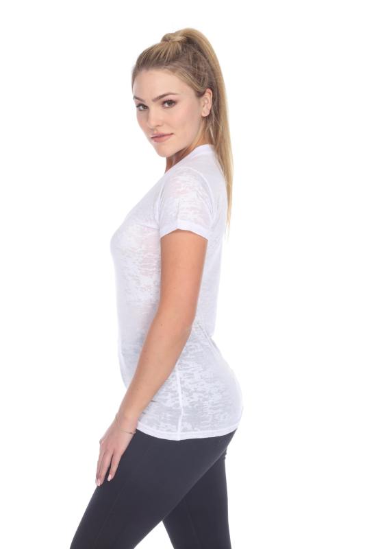 3503 Junior's Burnout V Neck Tee