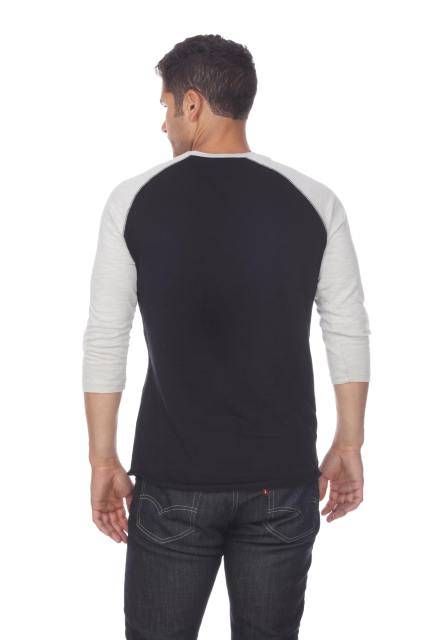 6570 Men's 3/4 Sleeve Cotton Slub Crewneck Raglan