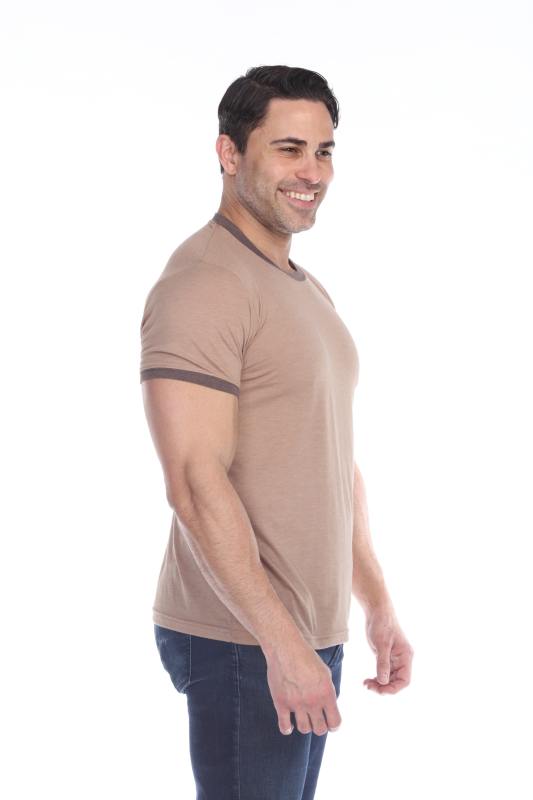 3602 Men's Short Sleeve CVC Blended Crew Neck Ringer Tee