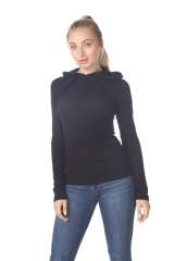 6101 Junior's Long Sleeve Waffle Thermal Hoodie
