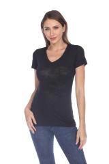3503 Junior's Burnout V Neck Tee