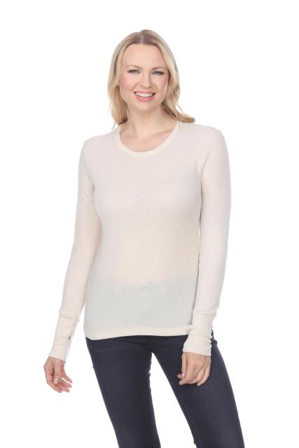 7610 Ladies Long Sleeve Crew Neck Tee With Exposed Thumb Cuff