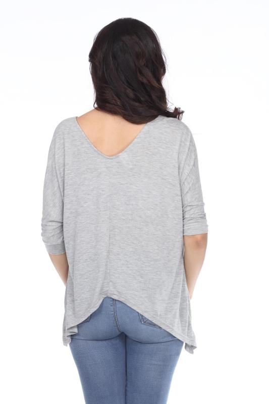 7303 Ladies V-Neck Dolman with Sharkbite Hem