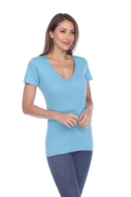 3203 Junior's Tri Blend Short Sleeve Deep V-Neck Tee