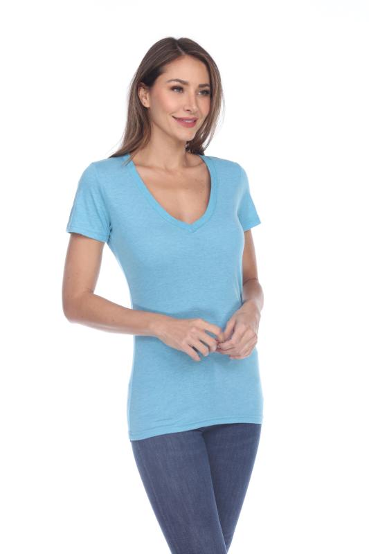 3203 Junior's Tri Blend Short Sleeve Deep V-Neck Tee