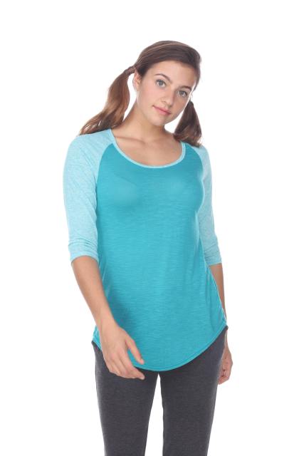 3454 Junior's Scoop Neck 3/4 Sleeve Raglan