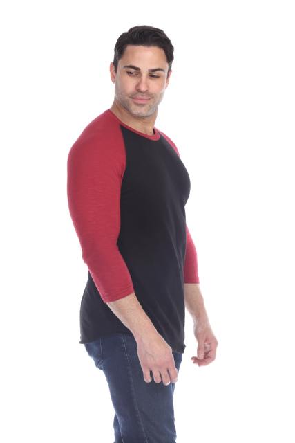 6570 Men's 3/4 Sleeve Cotton Slub Crewneck Raglan