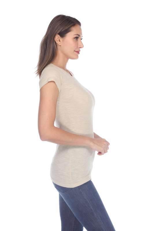6050 Juniors Cap Sleeve Cotton Slub Tee