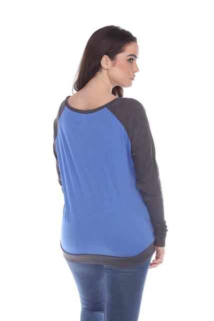 3102 Junior's Cotton Poly Contrast Raglan Long Sleeve Pullover