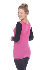 3101 Junior's Cotton Poly Blend Body with Black Thermal Long Sleeve Tee
