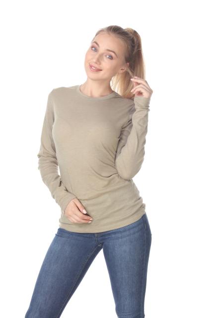 3100 Junior's Long Sleeve CVC Blended Crew Neck Tee