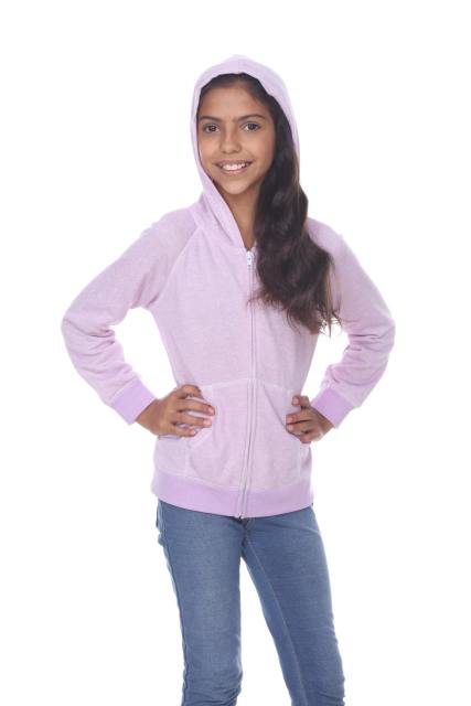 8902G Girls French Terry Llong Sleeve Zip Hoodie