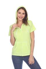 8901 Junior's French Terry Short Sleeve Zip Hoodie