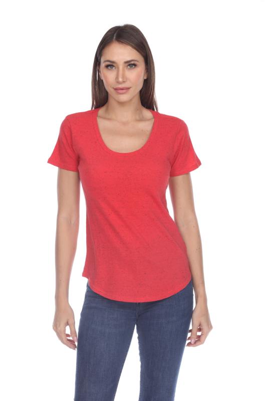 1201 Junior's Cotton Nub Scoop Neck Tee with Curve Hem