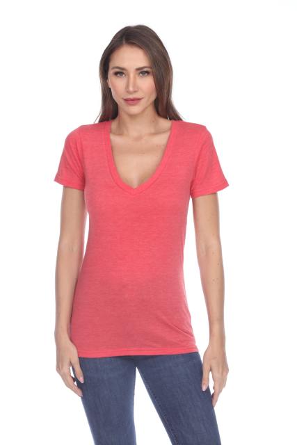 3203 Junior's Tri Blend Short Sleeve Deep V-Neck Tee