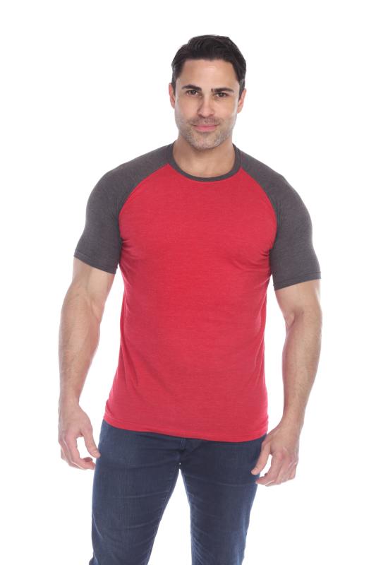 3601 Men's Short Sleeve CVC Blended Crew Neck Raglan