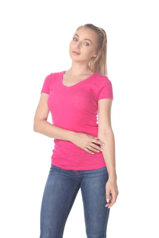 6053 Juniors Cap Sleeve Cotton Slub Tee