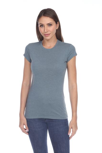 3000 Junior's Cap Sleeve CVC Blended Crew Neck Tee