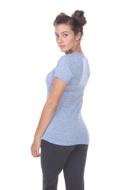 3803 Junior's Short Sleeve Poly Linen Deep V Neck Tee