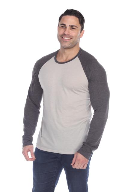 3701 Men's Long Sleeve CVC Blended Crew Neck Raglan