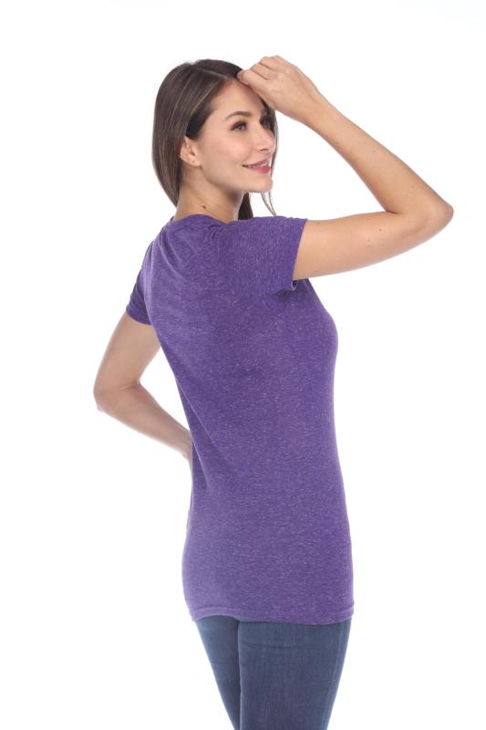 3800 Junior's Short Sleeve Poly Linen Crew Neck Tee