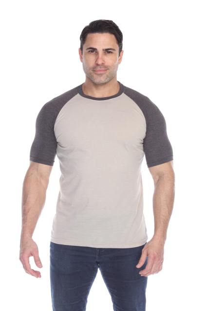3601 Men's Short Sleeve CVC Blended Crew Neck Raglan
