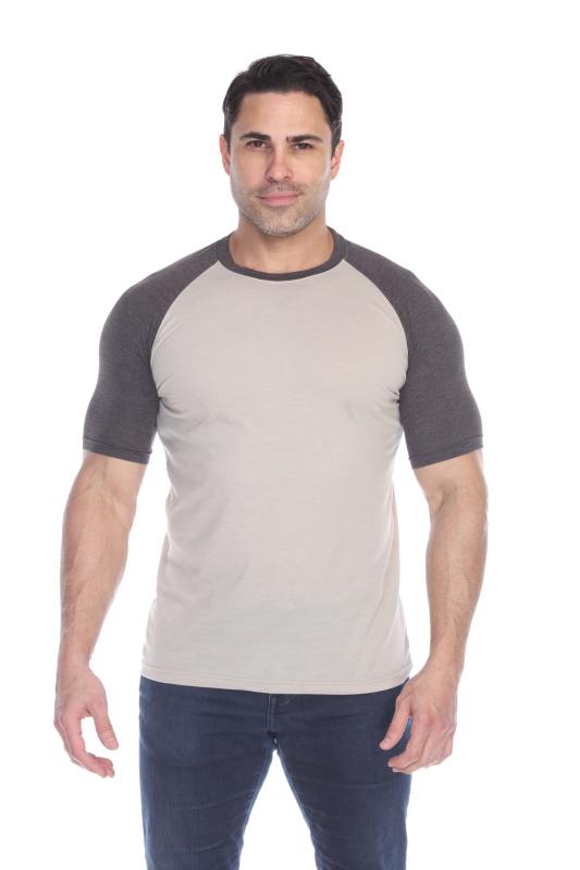 3601 Men's Short Sleeve CVC Blended Crew Neck Raglan