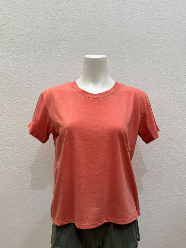 3216 Junior's Rolled Cuff Short Sleeve Boxy Tee