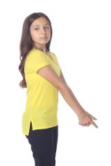 9017 Girls Rolled Cuff Short Sleeve V Neck Tee