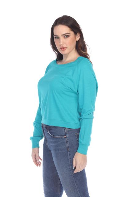 3904 Junior's Bamboo Blend Crop Long Sleeve Pullover