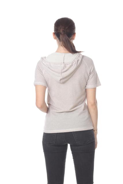 8901 Junior's French Terry Short Sleeve Zip Hoodie