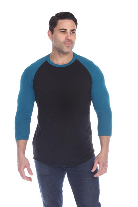6570 Men's 3/4 Sleeve Cotton Slub Crewneck Raglan