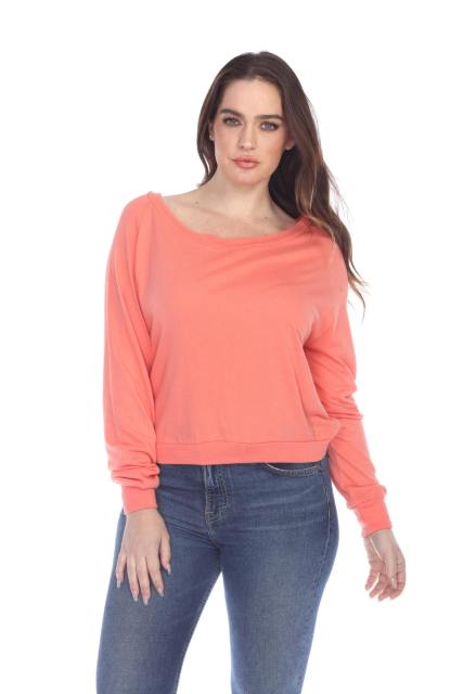 3904 Junior's Bamboo Blend Crop Long Sleeve Pullover