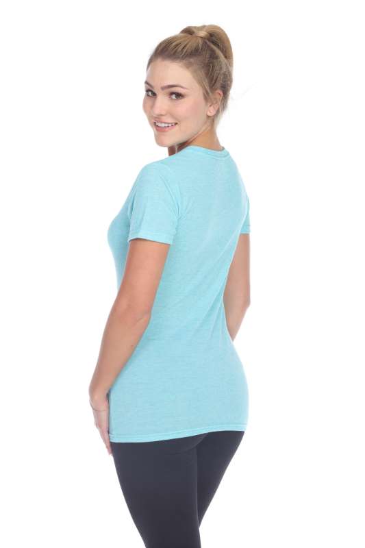 3803 Junior's Short Sleeve Poly Linen Deep V Neck Tee
