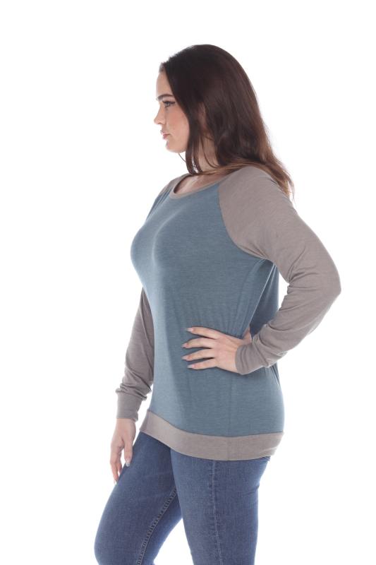3102 Junior's Cotton Poly Contrast Raglan Long Sleeve Pullover