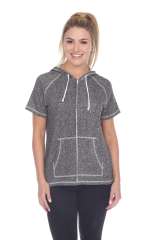 8901 Junior's French Terry Short Sleeve Zip Hoodie