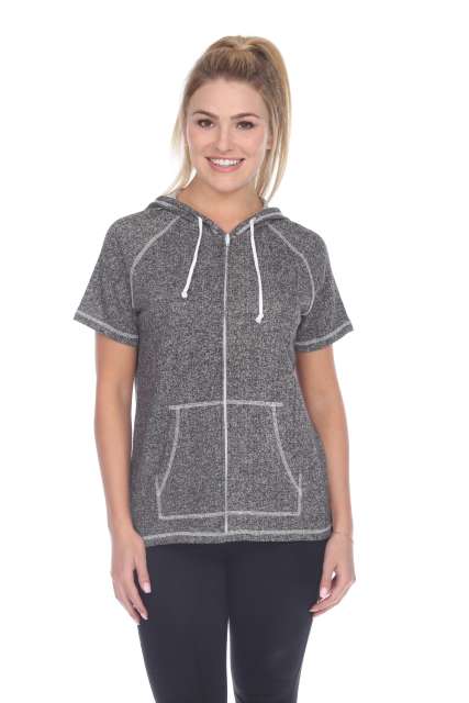 8901 Junior's French Terry Short Sleeve Zip Hoodie