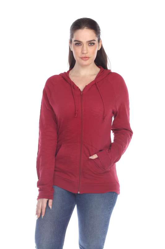 6152 Junior's Long Sleeve Cotton Slub Zip-Up Hoodie