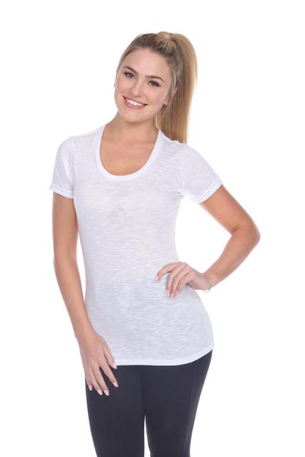 3400 Junior's Poly Rayon Slub Crewneck Tee