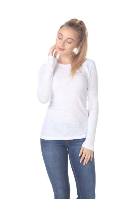 6150 Junior's Long Sleeve Cotton Slub Crewneck Tee