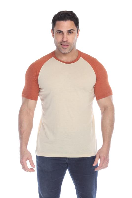 3601 Men's Short Sleeve CVC Blended Crew Neck Raglan