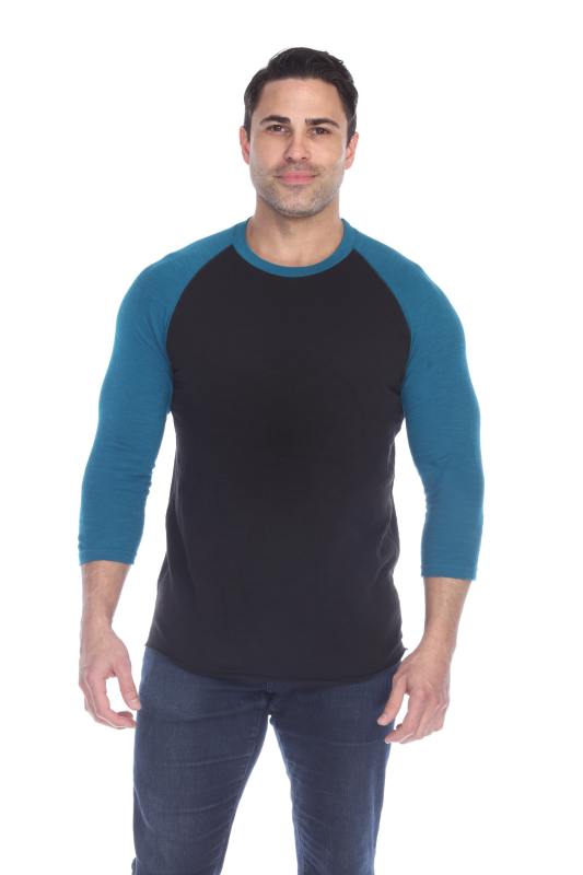 6570 Men's 3/4 Sleeve Cotton Slub Crewneck Raglan