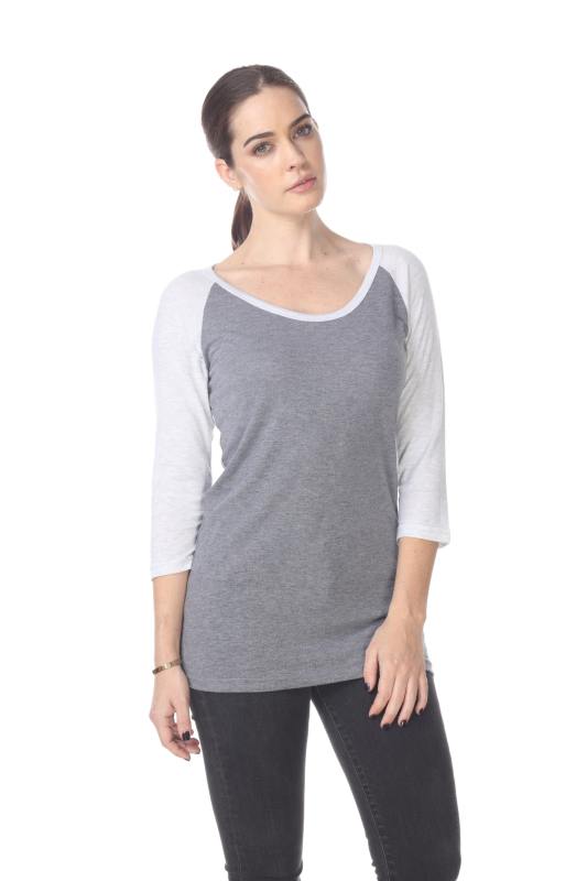 3206 Junior's Tri Blend 3/4 Contrast Sleeve Raglan