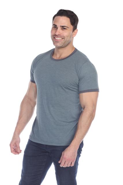 3602 Men's Short Sleeve CVC Blended Crew Neck Ringer Tee