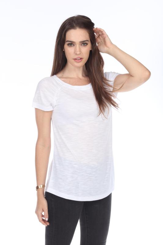 3402 Junior's Shirred Raglan Short Sleeve Tee