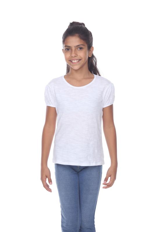 9012 Girl's Puff Sleeve Crew Tee
