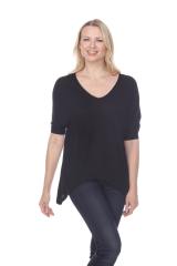 7303 Ladies V-Neck Dolman with Sharkbite Hem